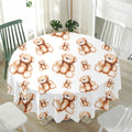 Cute Teddy Bear Pattern Print Waterproof Round Tablecloth