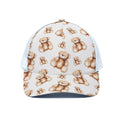 Cute Teddy Bear Pattern Print White Mesh Trucker Hat