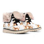 Cute Teddy Bear Pattern Print Winter Boots