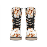 Cute Teddy Bear Pattern Print Winter Boots