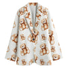 Cute Teddy Bear Pattern Print Women's Blazer