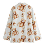 Cute Teddy Bear Pattern Print Women's Blazer