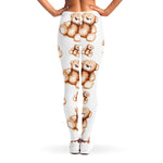 Cute Teddy Bear Pattern Print Women's Leggings