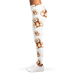 Cute Teddy Bear Pattern Print Women's Leggings