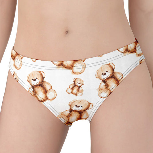 Cute Teddy Bear Pattern Print Women's Panties