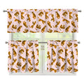 Cute Tiger Pattern Print 3 Piece Kitchen Curtains
