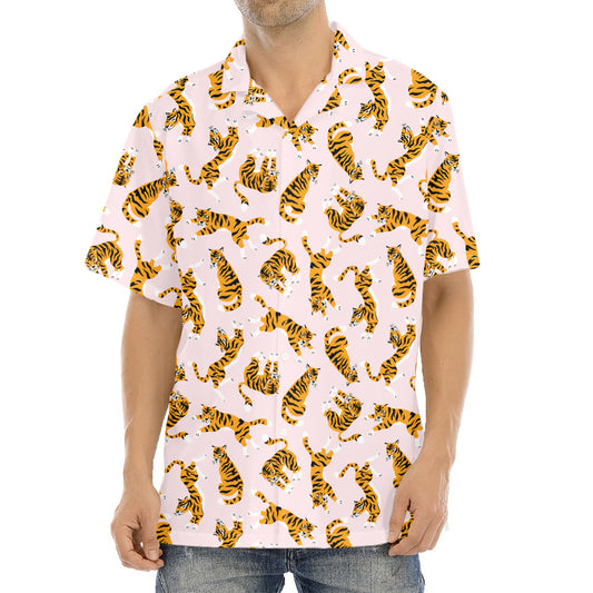 Cute Tiger Pattern Print Aloha Shirt