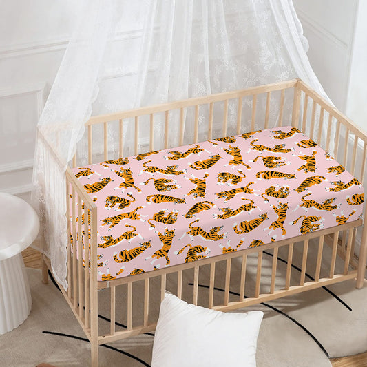 Cute Tiger Pattern Print Baby Crib Sheet