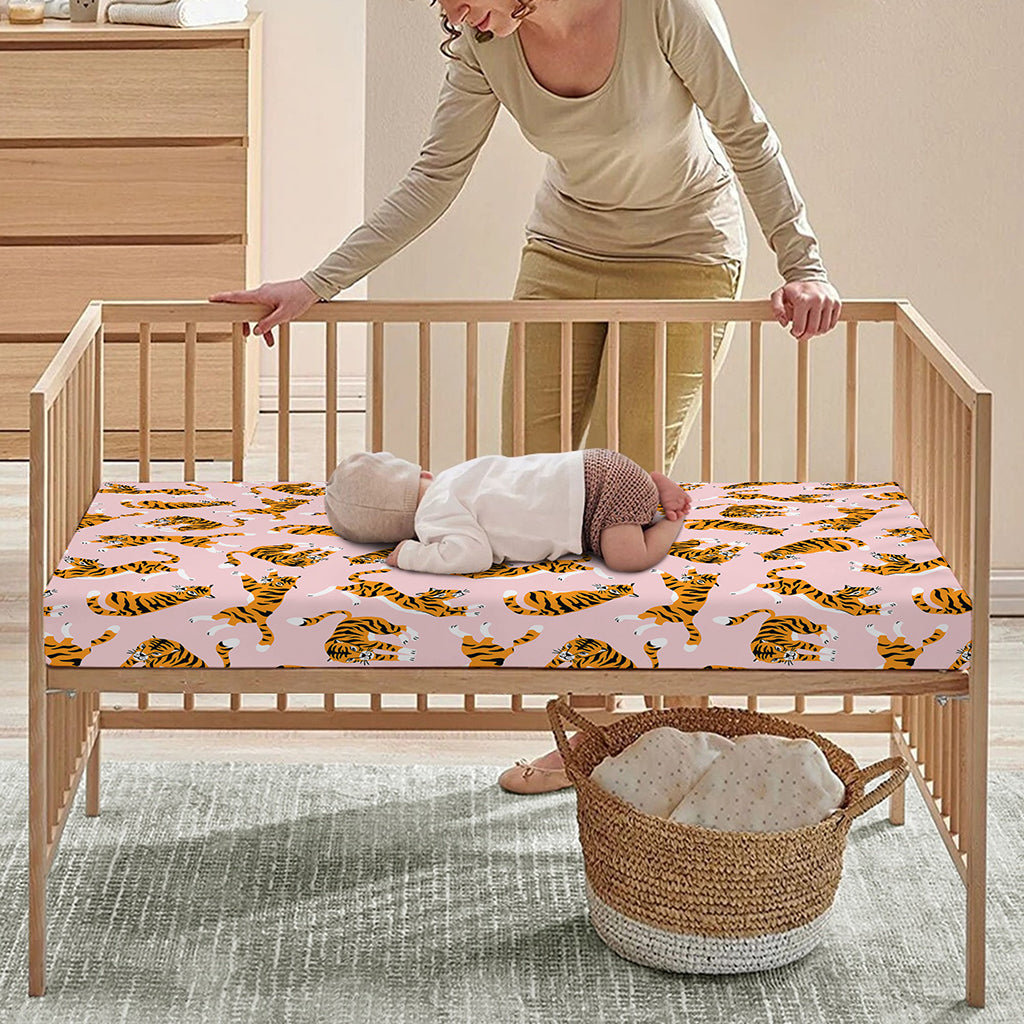 Cute Tiger Pattern Print Baby Crib Sheet