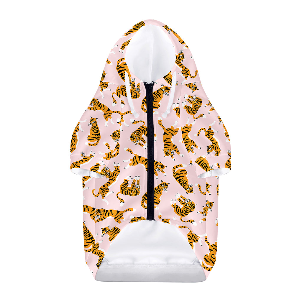 Cute Tiger Pattern Print Dog Zip Up Hoodie