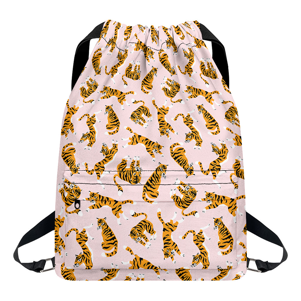 Cute Tiger Pattern Print Drawstring Backpack