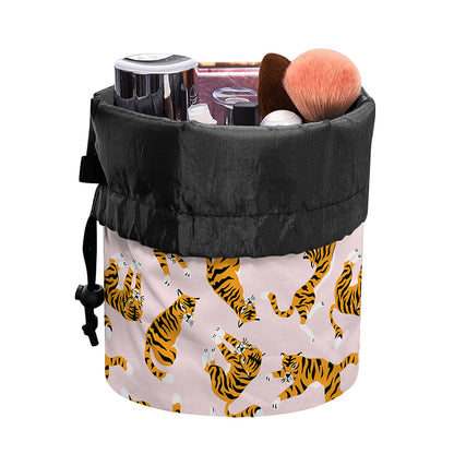 Cute Tiger Pattern Print Drawstring Makeup Bag