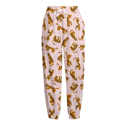 Cute Tiger Pattern Print Fleece Lined Knit Pants