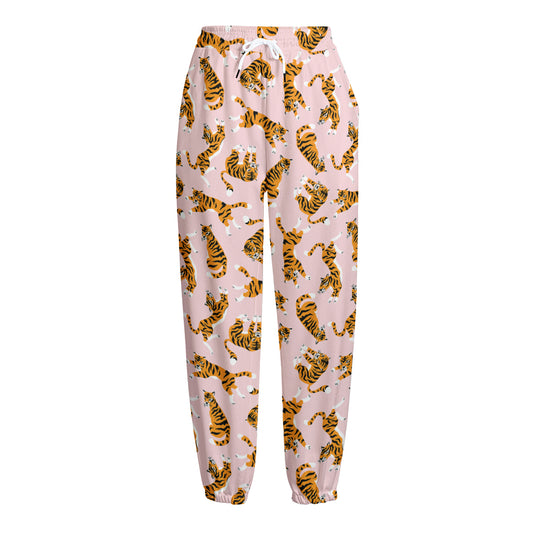 Cute Tiger Pattern Print Fleece Lined Knit Pants