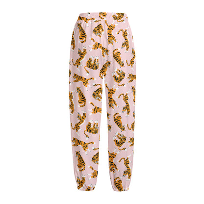 Cute Tiger Pattern Print Fleece Lined Knit Pants
