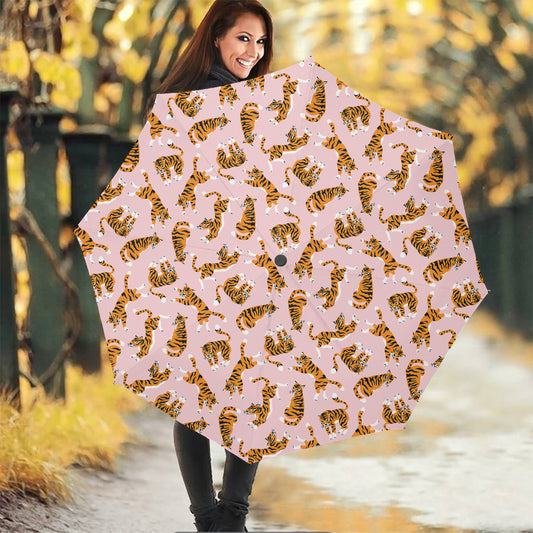 Cute Tiger Pattern Print Foldable Umbrella