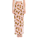Cute Tiger Pattern Print High Slit Maxi Skirt