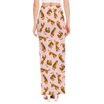 Cute Tiger Pattern Print High Slit Maxi Skirt