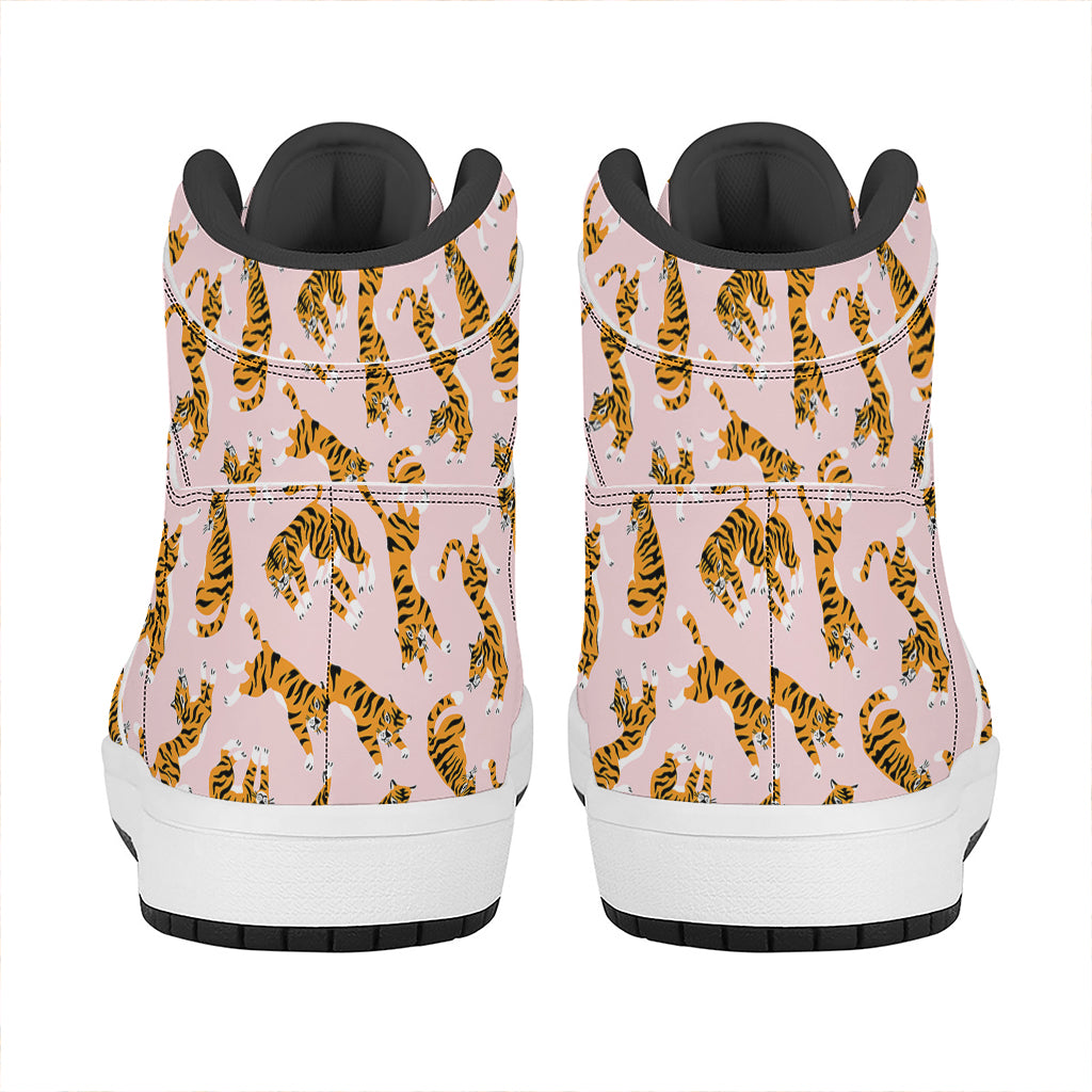 Cute Tiger Pattern Print High Top Leather Sneakers