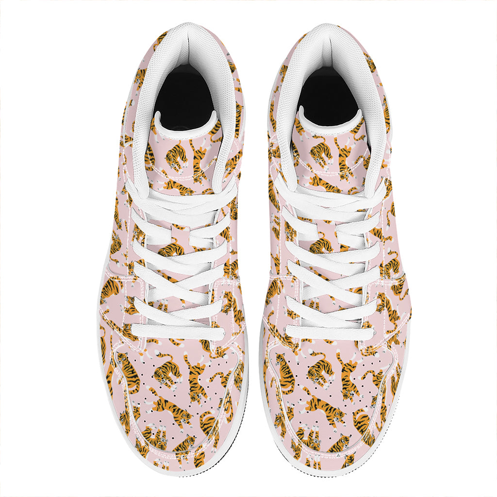 Cute Tiger Pattern Print High Top Leather Sneakers