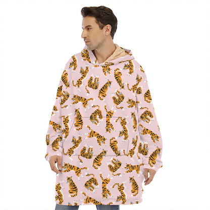 Cute Tiger Pattern Print Hoodie Blanket