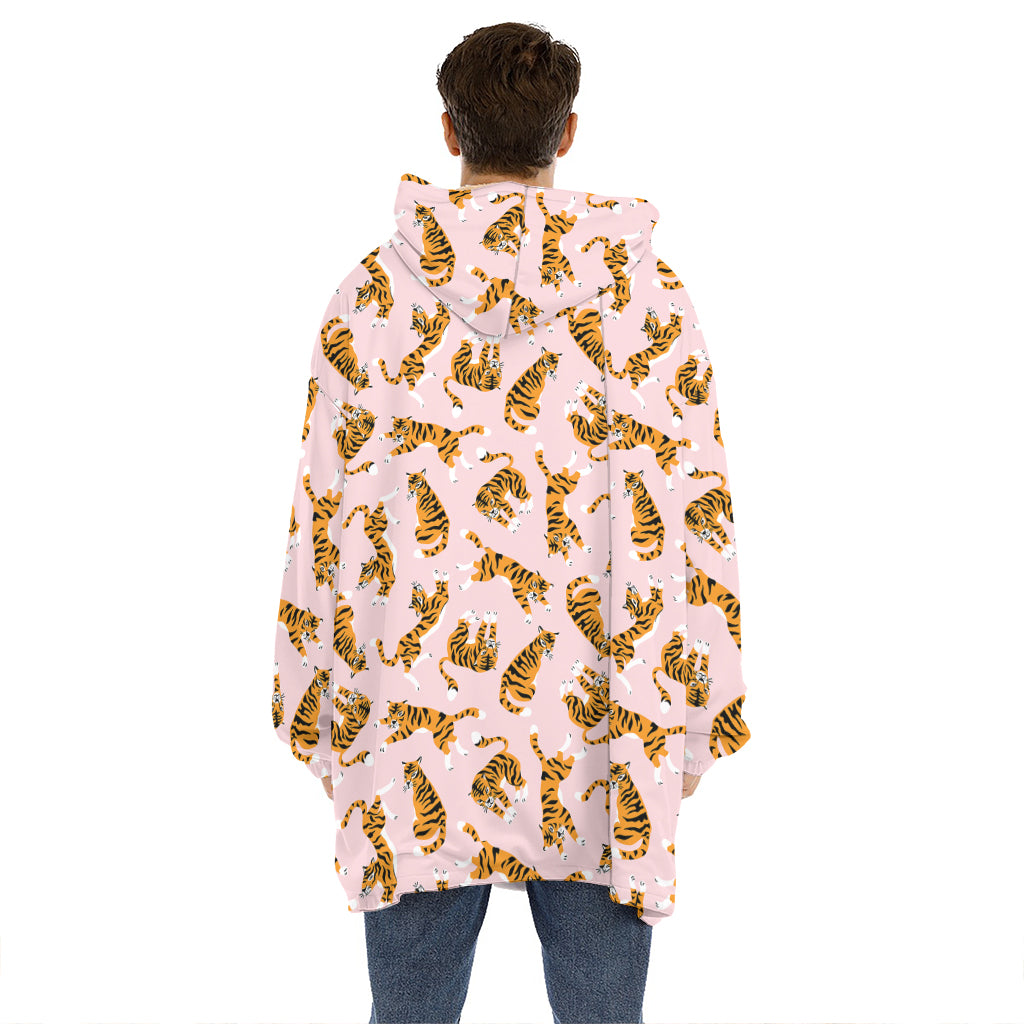Cute Tiger Pattern Print Hoodie Blanket