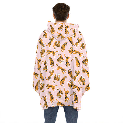 Cute Tiger Pattern Print Hoodie Blanket