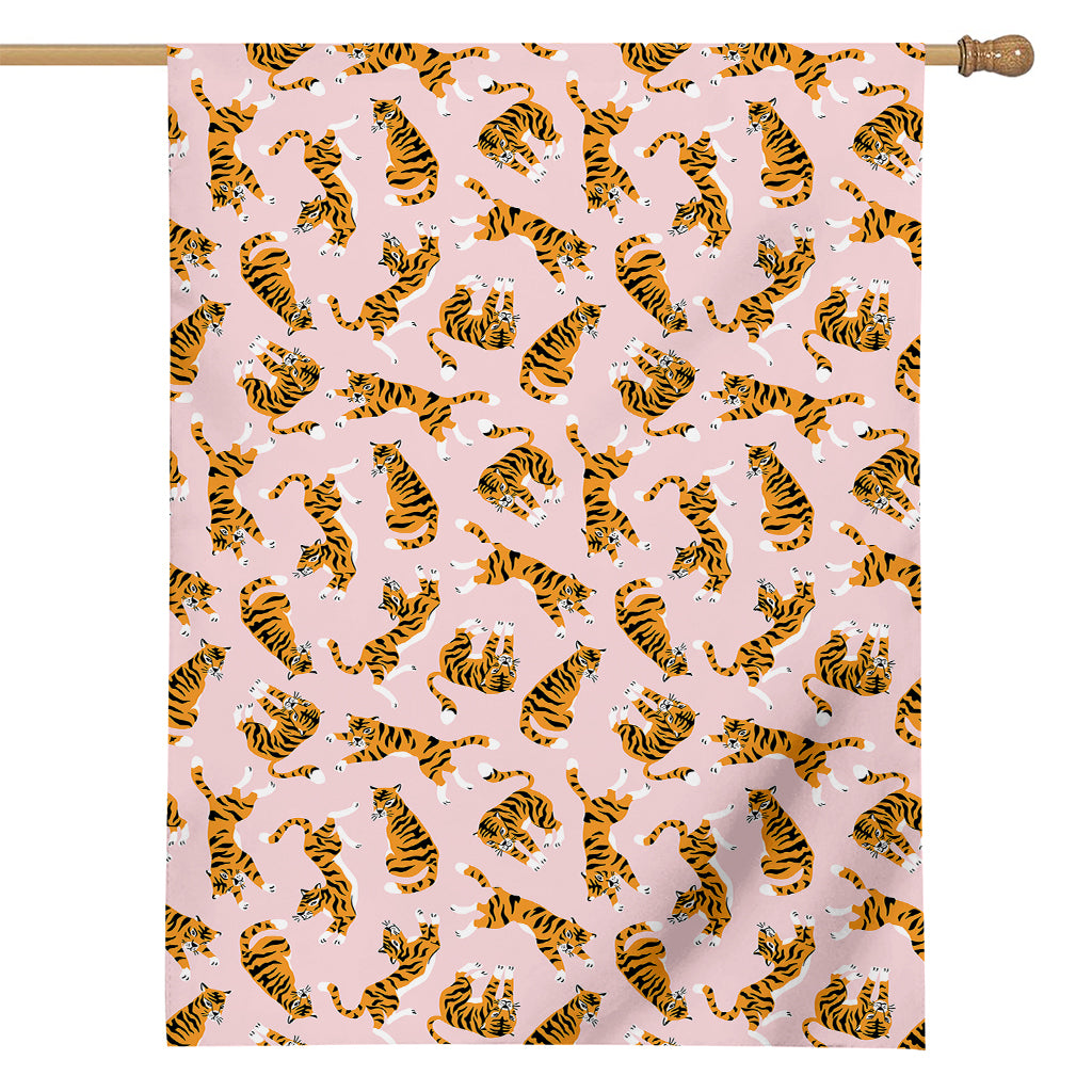 Cute Tiger Pattern Print House Flag
