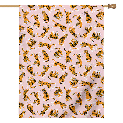 Cute Tiger Pattern Print House Flag