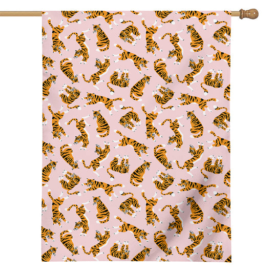 Cute Tiger Pattern Print House Flag