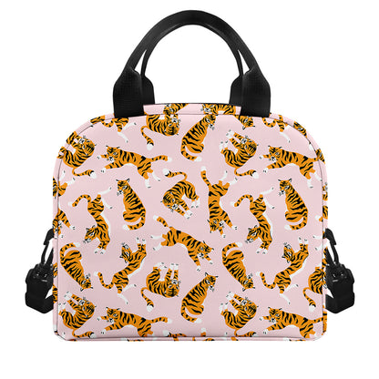 Cute Tiger Pattern Print Insulated Lunch Bag