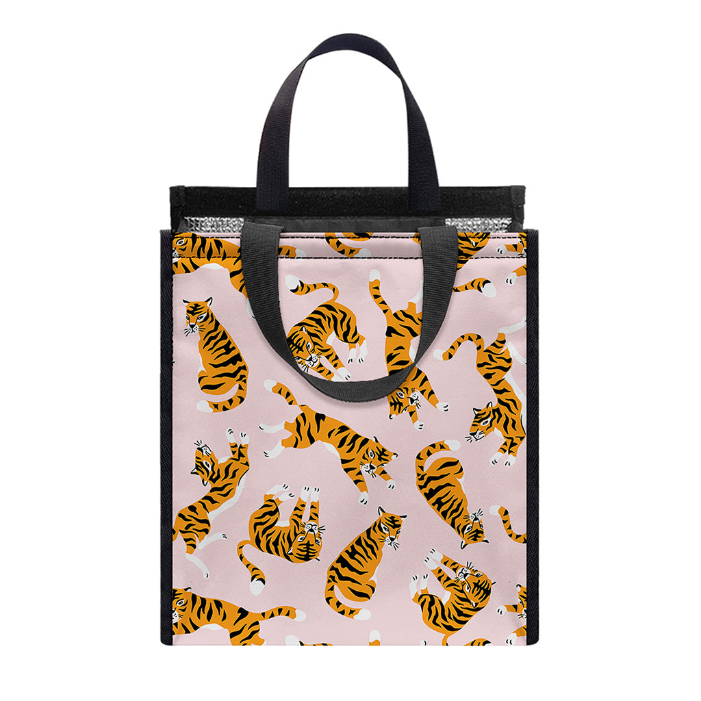 Cute Tiger Pattern Print Insulated Lunch Tote