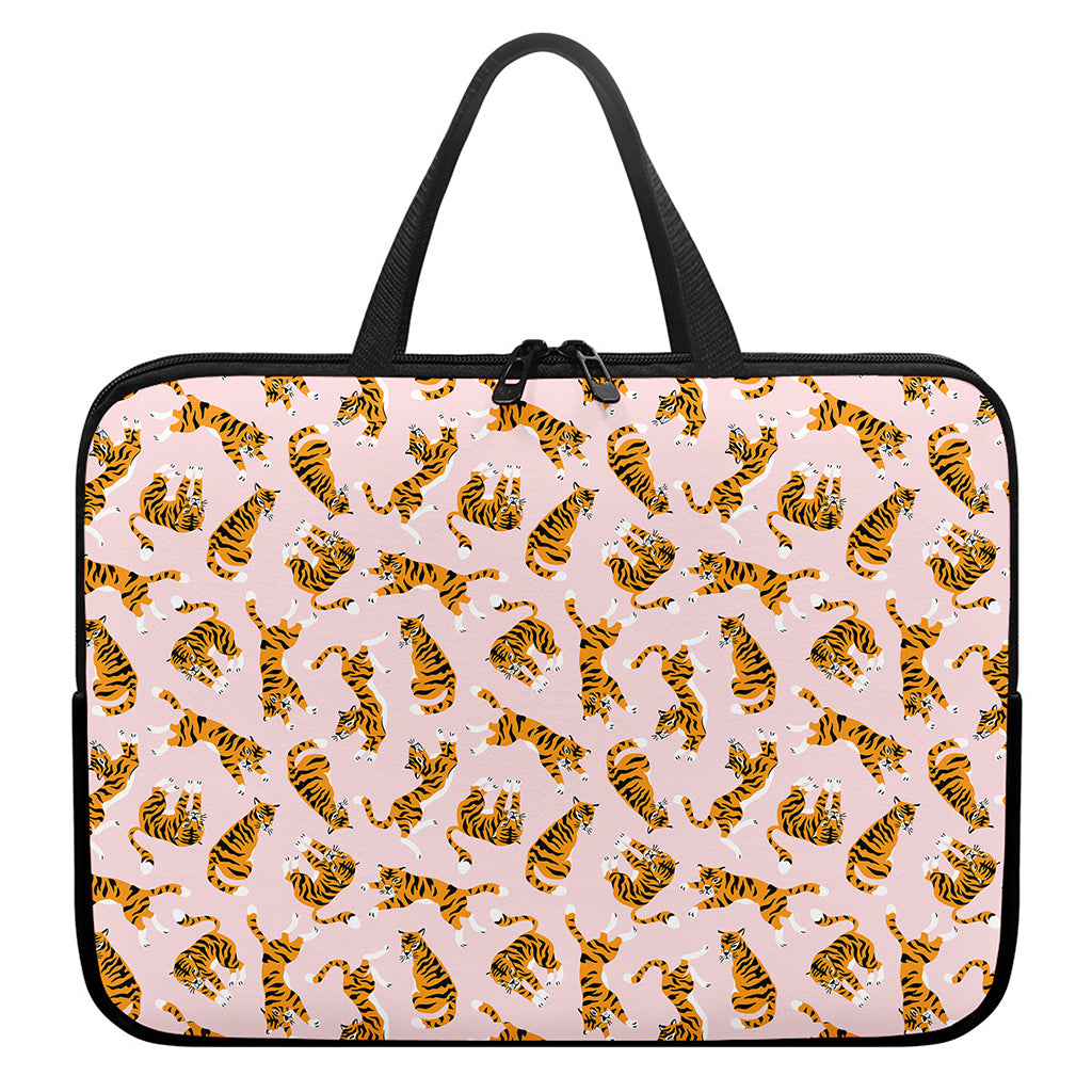 Cute Tiger Pattern Print Laptop Sleeve With Handle