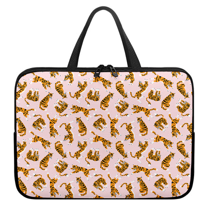 Cute Tiger Pattern Print Laptop Sleeve With Handle