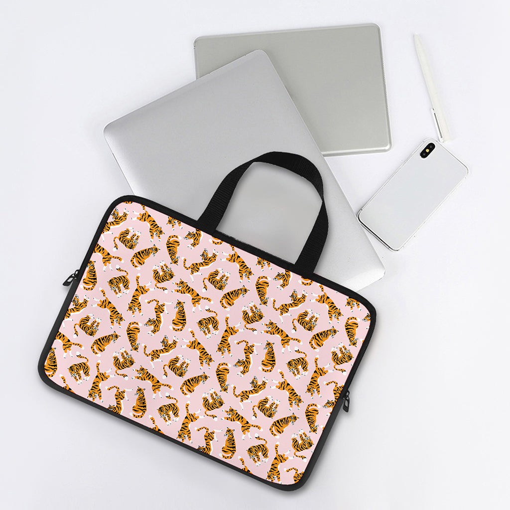 Cute Tiger Pattern Print Laptop Sleeve With Handle