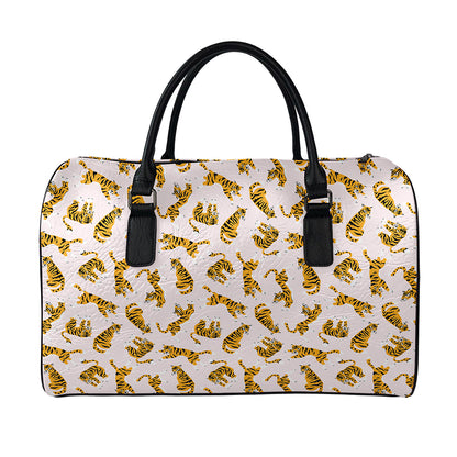 Cute Tiger Pattern Print Leather Duffle Bag