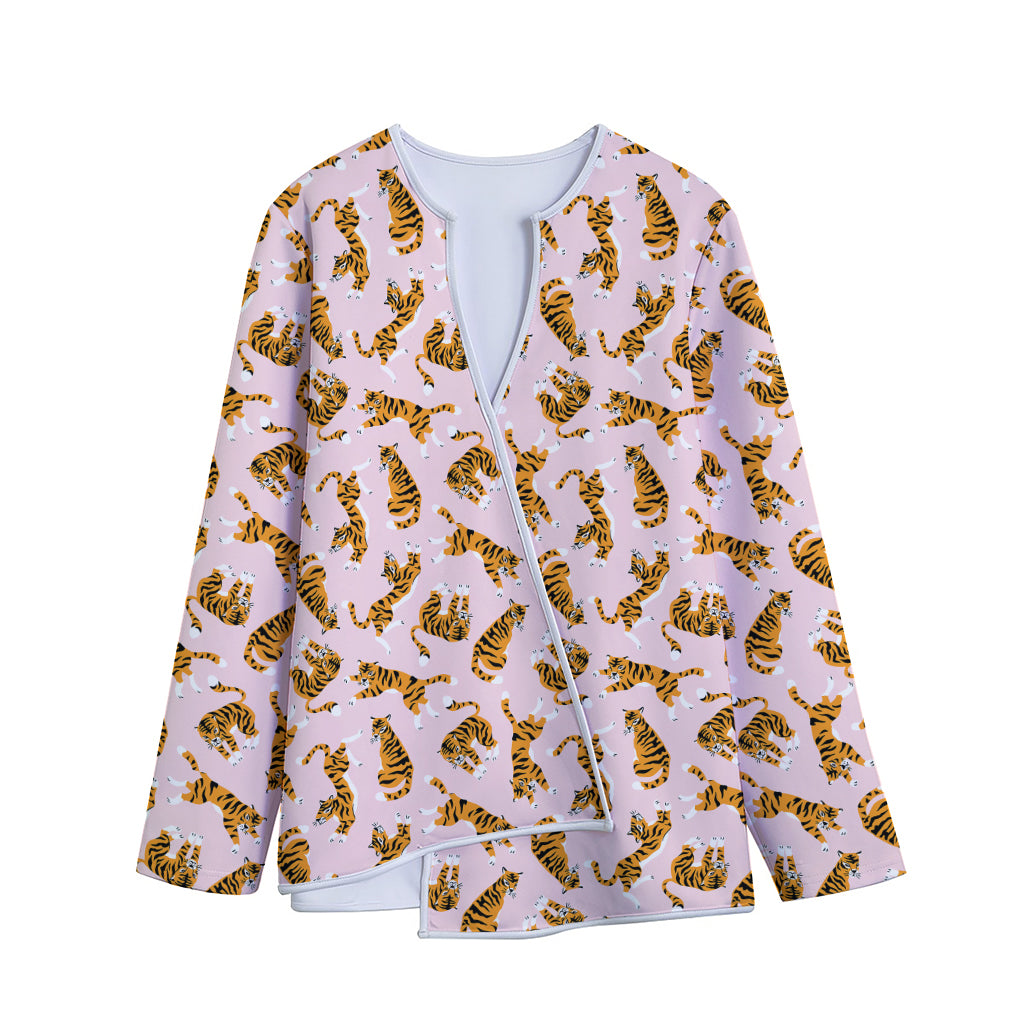 Cute Tiger Pattern Print Long Sleeve Short Coat