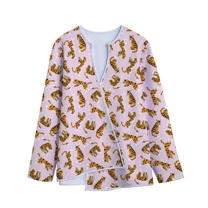 Cute Tiger Pattern Print Long Sleeve Short Coat