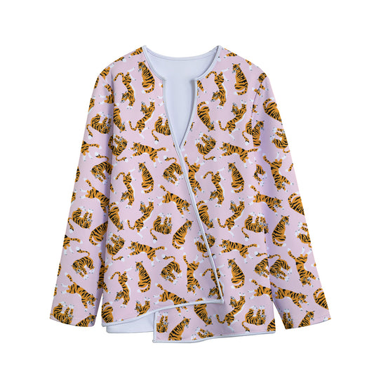 Cute Tiger Pattern Print Long Sleeve Short Coat