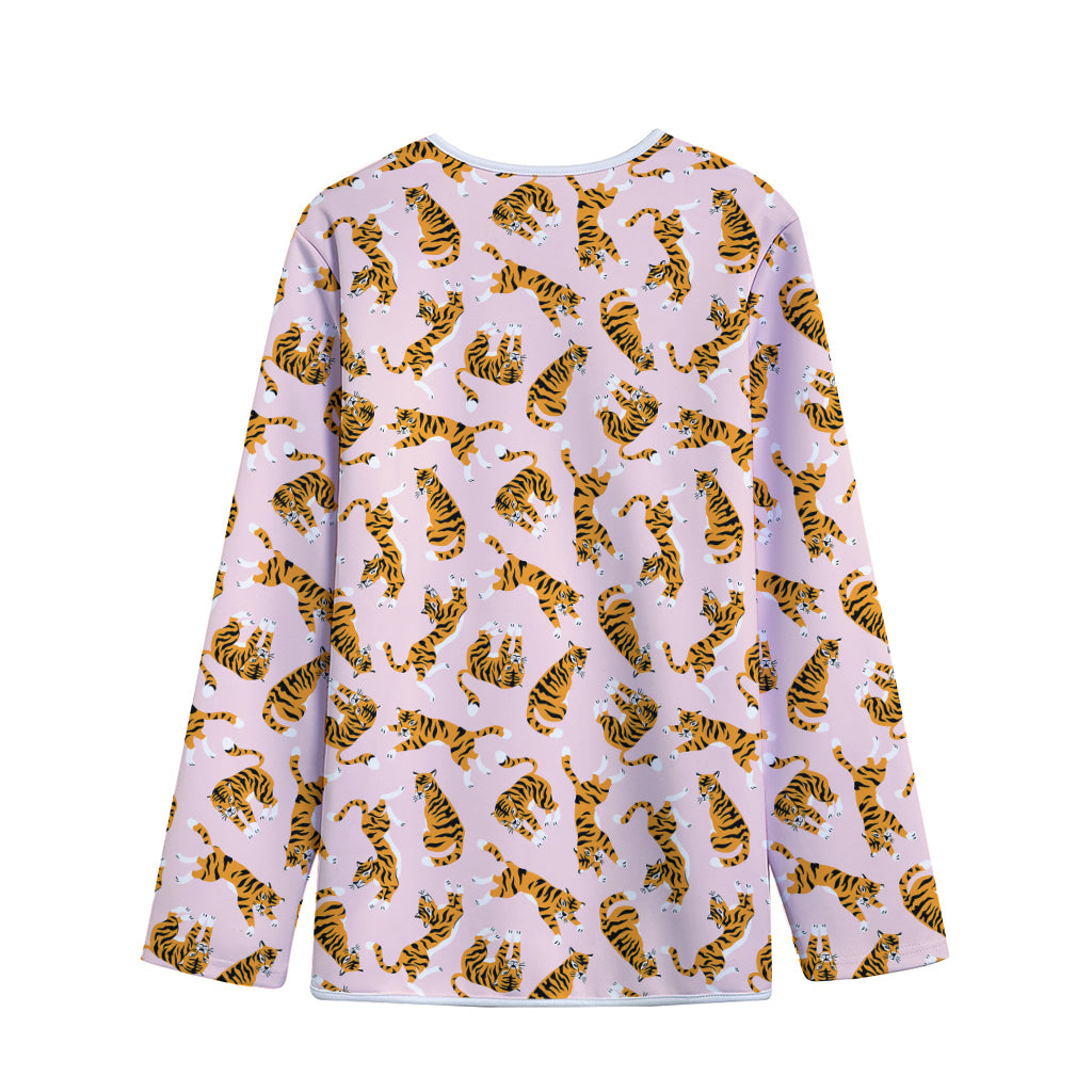 Cute Tiger Pattern Print Long Sleeve Short Coat