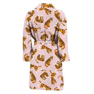 Cute Tiger Pattern Print Men's Bathrobe