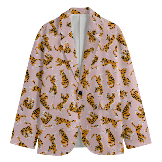 Cute Tiger Pattern Print Men's Blazer