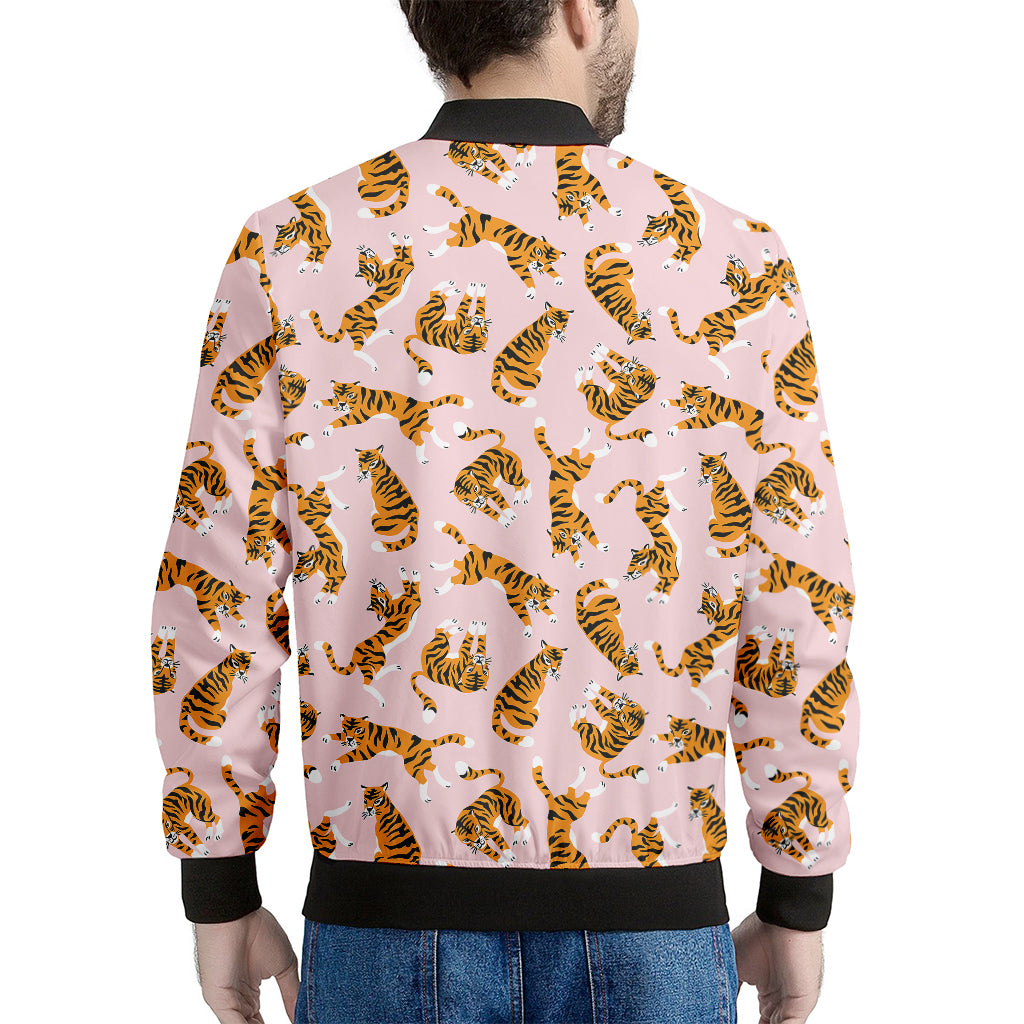 Cute Tiger Pattern Print Men's Bomber Jacket