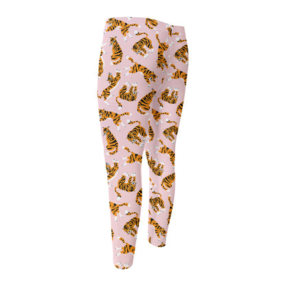 Cute Tiger Pattern Print Men's Compression Pants