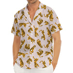 Cute Tiger Pattern Print Men's Deep V-Neck Shirt