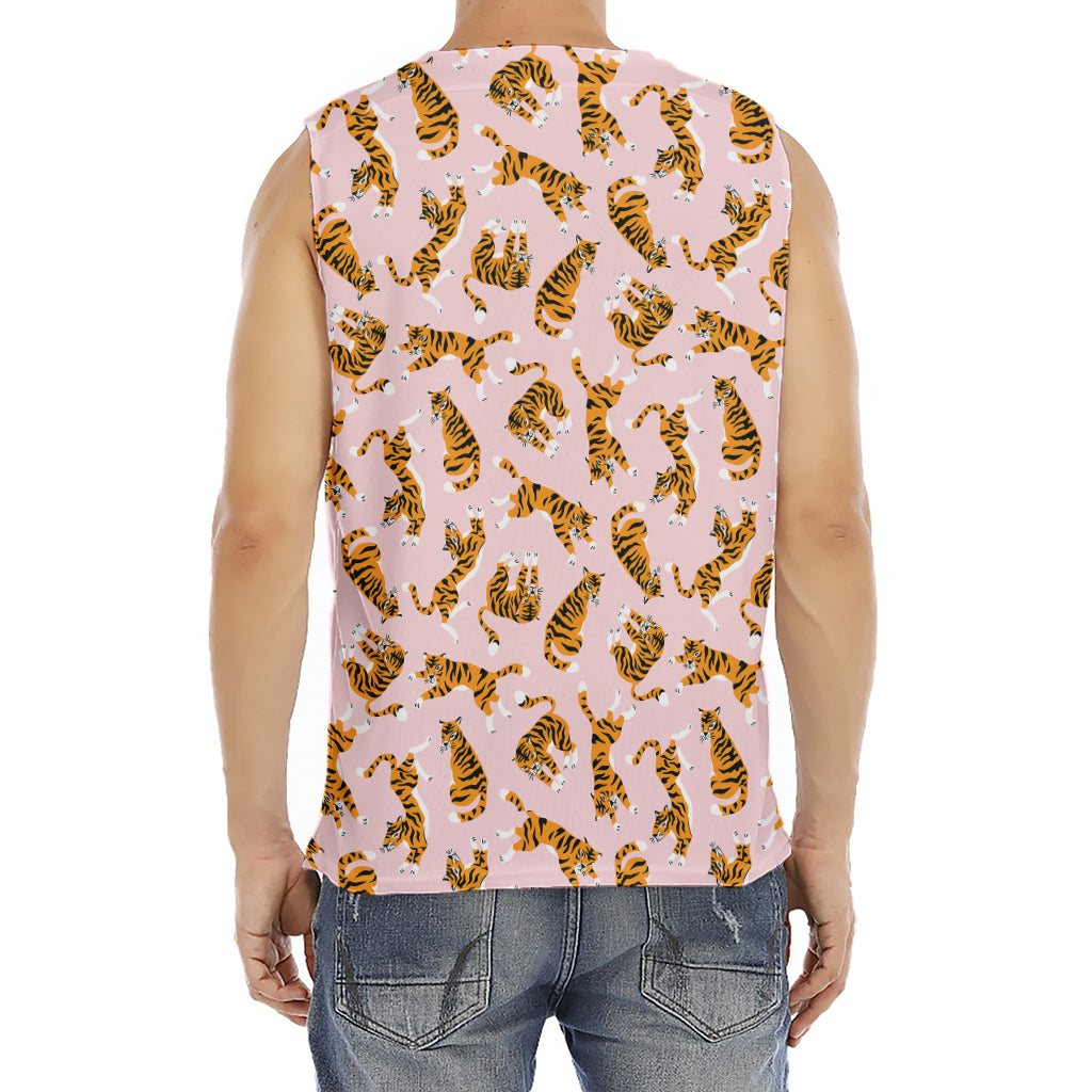 Cute Tiger Pattern Print Men's Fitness Tank Top