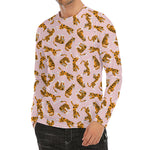 Cute Tiger Pattern Print Men's Long Sleeve Rash Guard