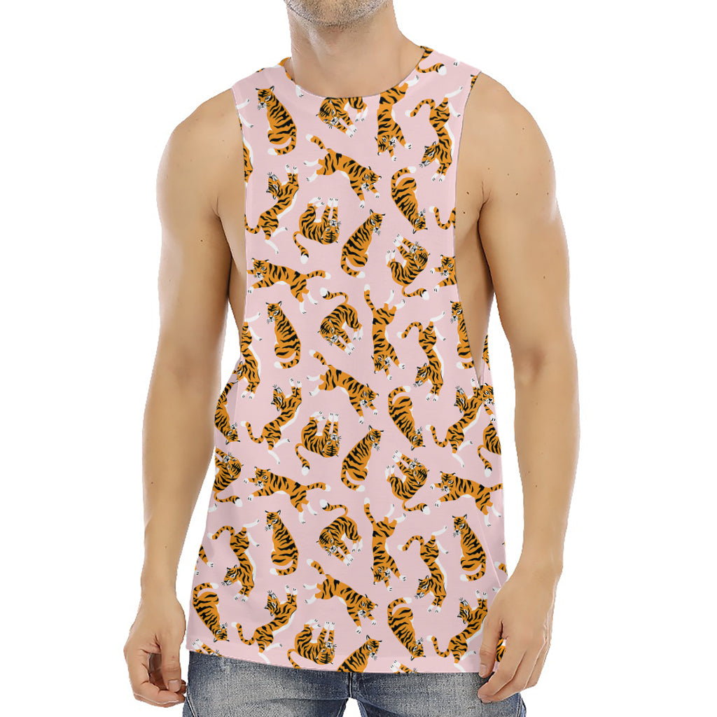 Cute Tiger Pattern Print Men's Muscle Tank Top