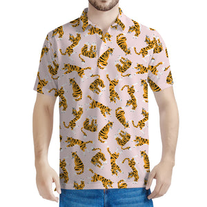 Cute Tiger Pattern Print Men's Polo Shirt