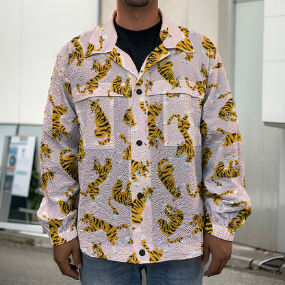 Cute Tiger Pattern Print Men's Shirt Jacket
